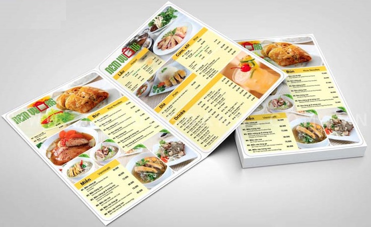 In menu, in thực đơn các quận - In nhanh Sài Gòn