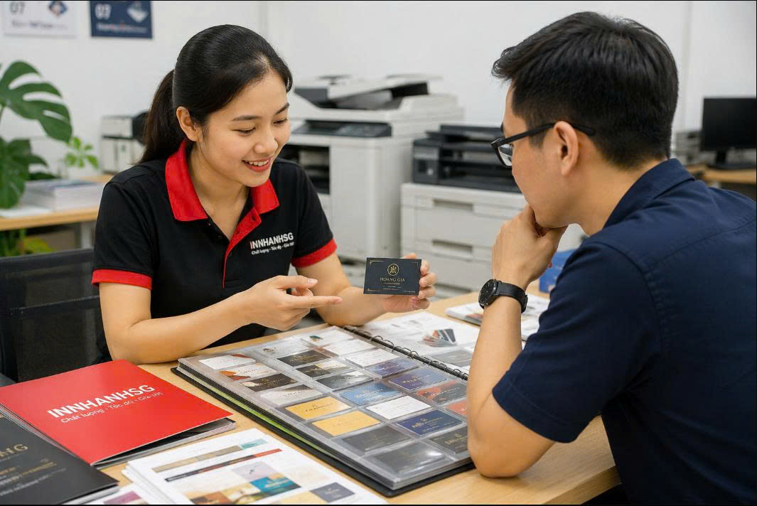 tư vấn in card visit in card visit lấy liền TP.HCM máy cắt card visit card visit bo góc đóng gói card visit