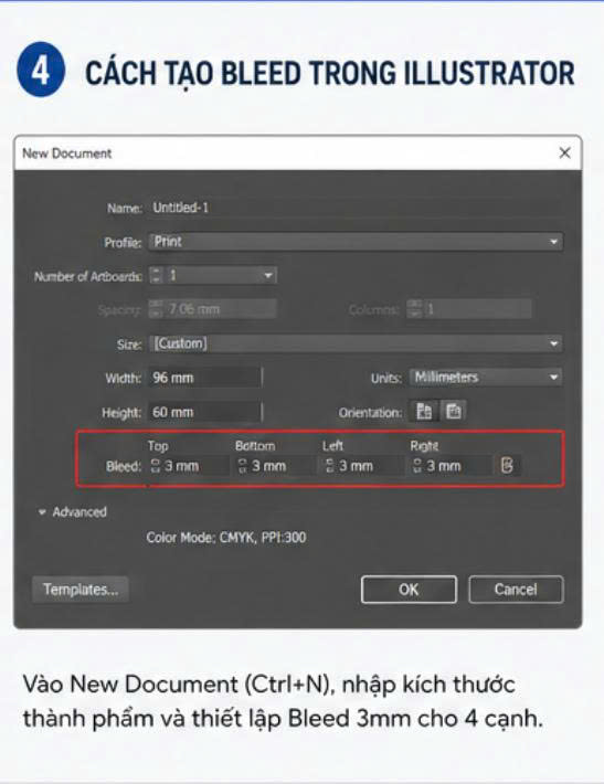 thiết lập bleed trong illustrator
